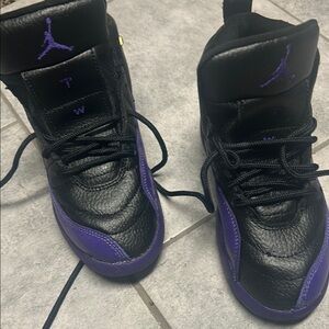 Kids Black and Purple Jordan Shoes